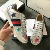 baskets paire de chaussures gucci femmes five stars of cowhide silver